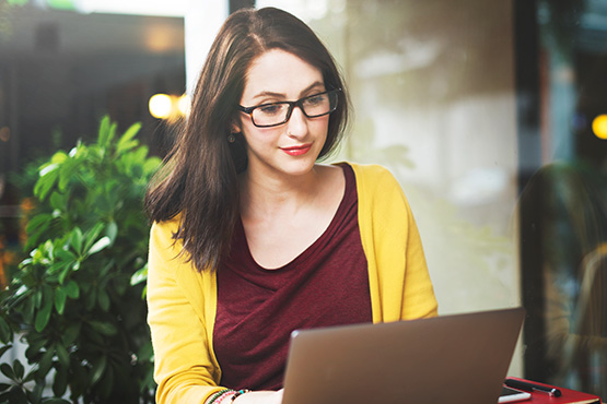 woman doing remote learning